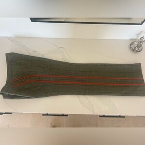 Sage Green Tweed with Brown Herringbone Classic Trousers with Orange Pin Stripe